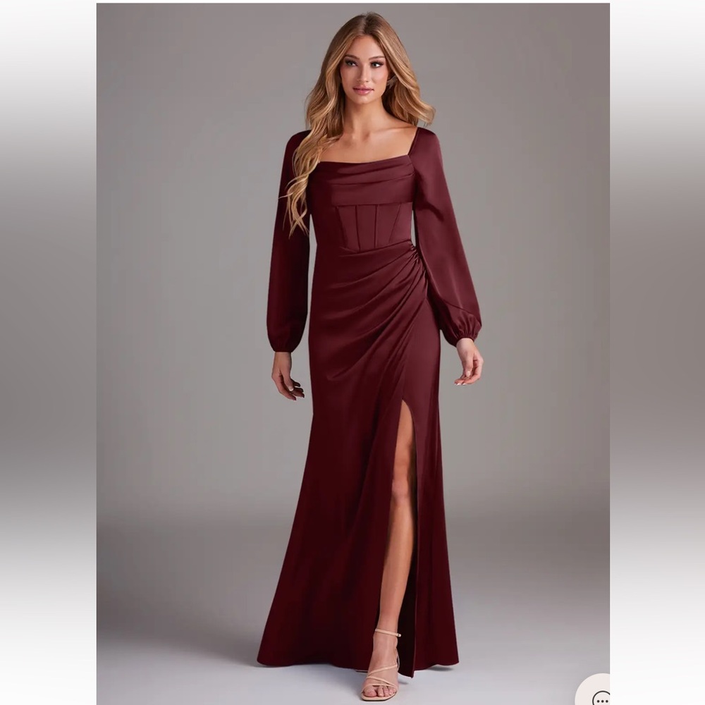 Elegant Burgundy Evening Gown